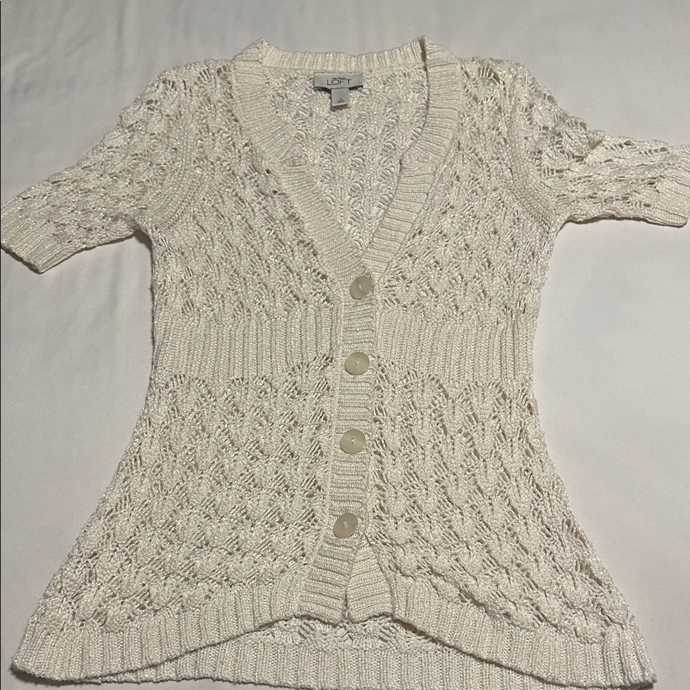 LOFT Women's Textured Cream Cardigan NWOT